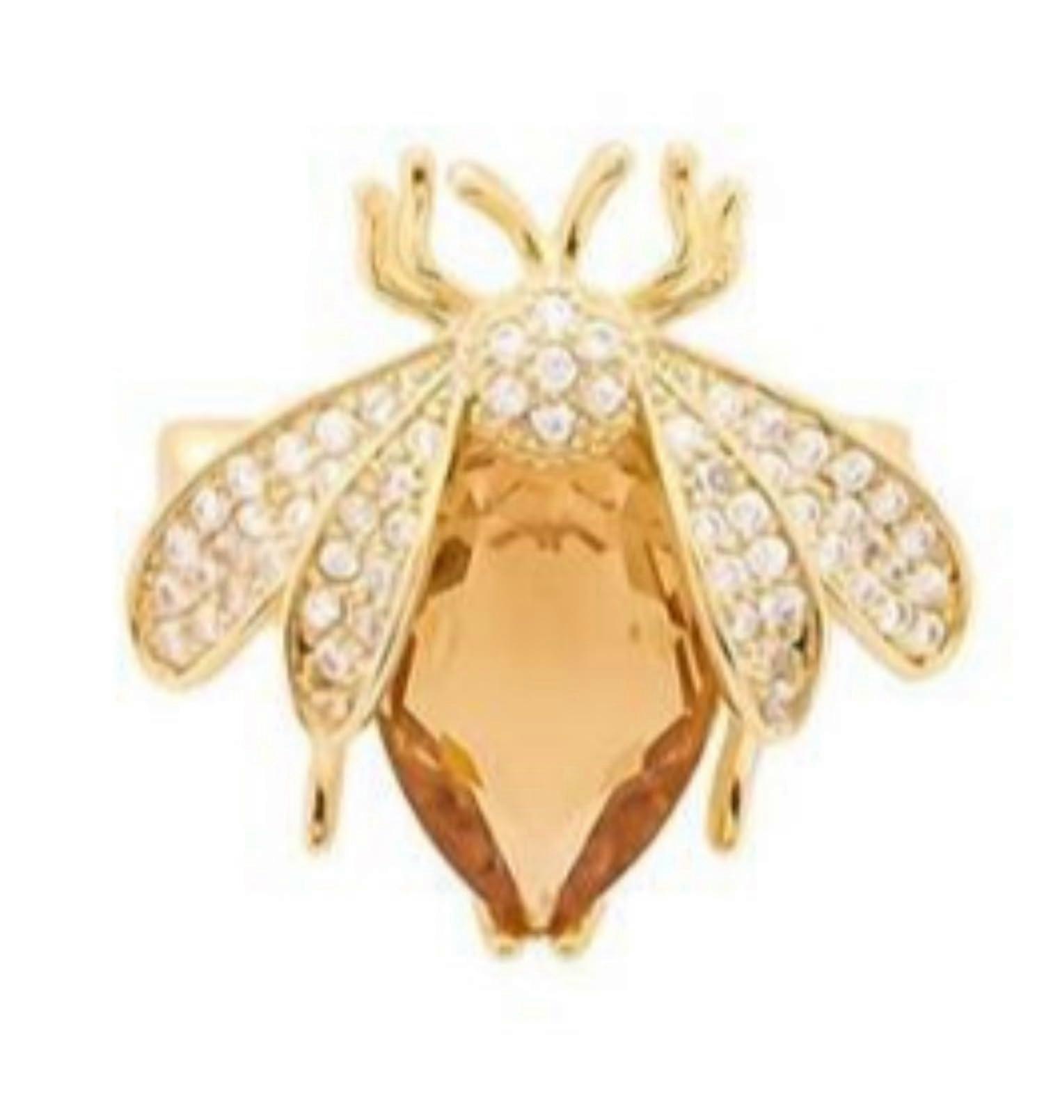 Bee Enamel Brooch - Honeycomb Rhinestone Sunflower Pin with Secure Clasp