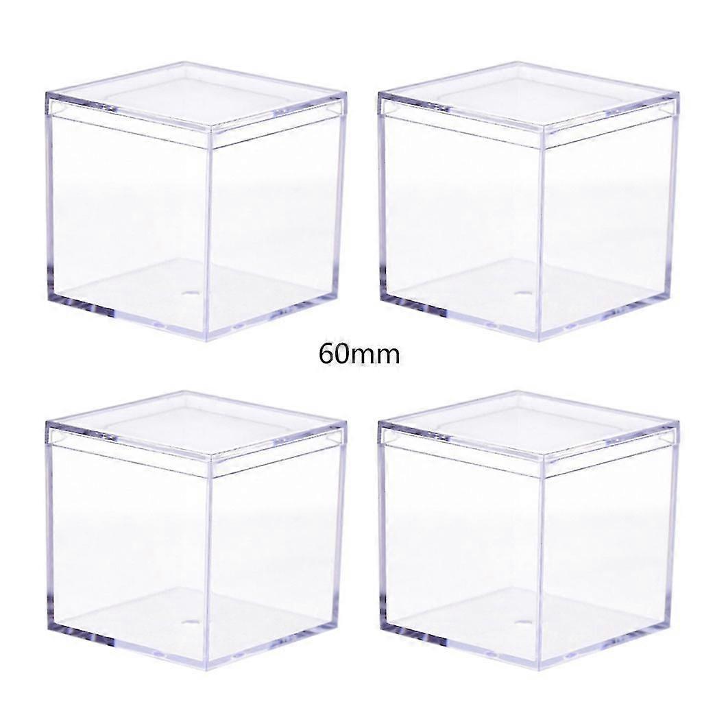 4 Pcs Heaven And Earth Cover Square Food Slime Packaging Box Transparent Box