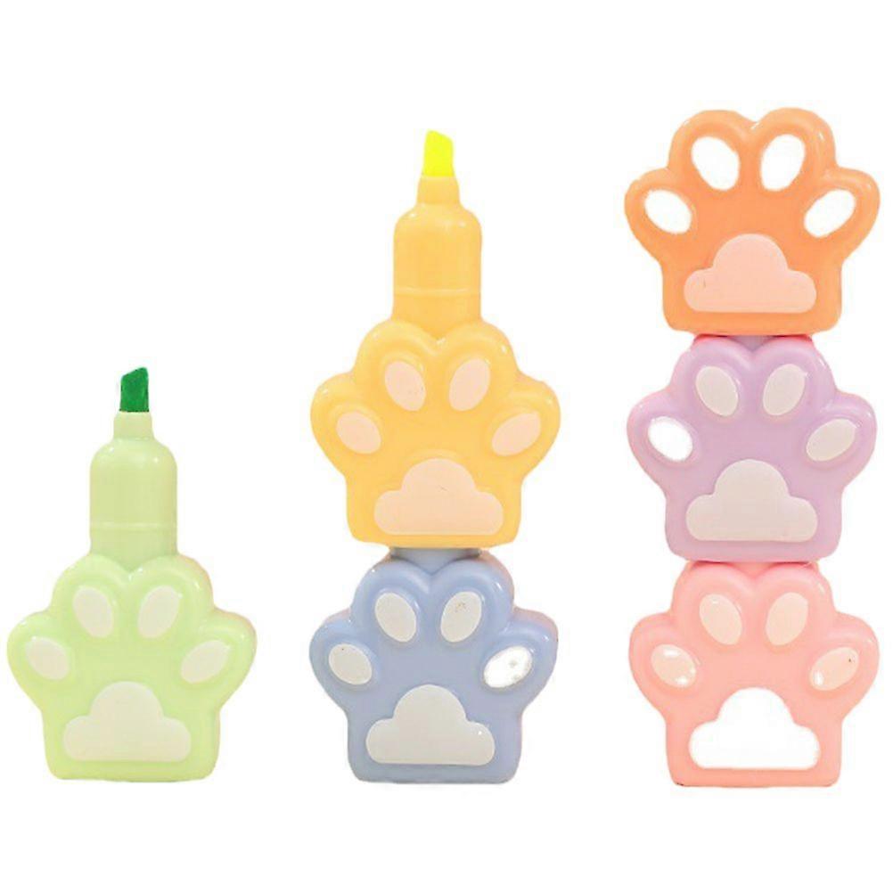 1 Set of Cartoon Highlighters Cat Paw Shaped Highlighters Small Highlighters Colored Highlighters