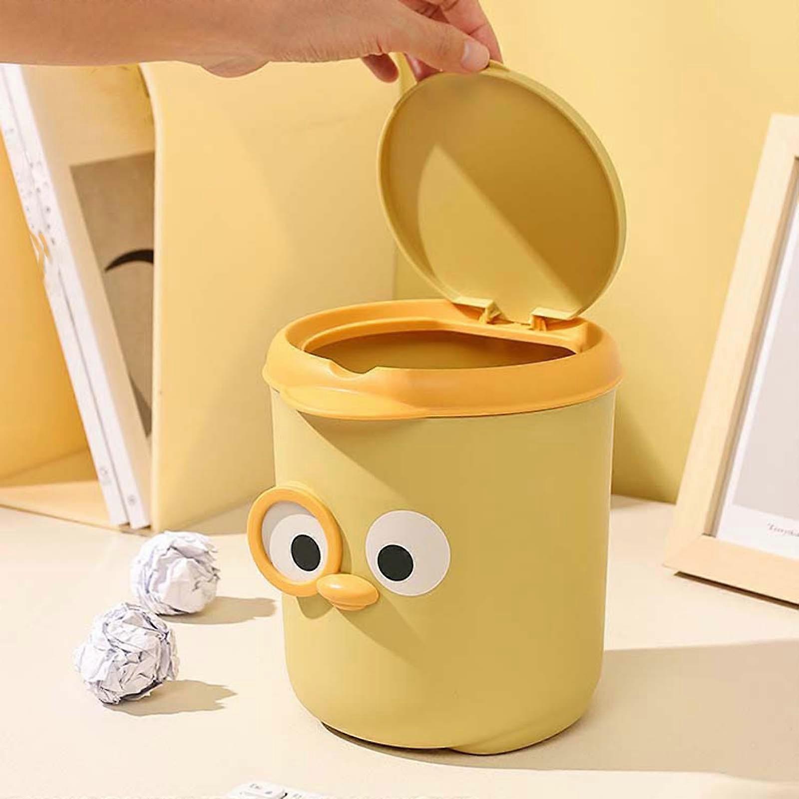 Mini Trash Can With Lid Cute Tabletop Flip Small Trash Can 2.2L Tabletop Trash Can Suitable For BathroomKitchenOfficeDressing Table Trash