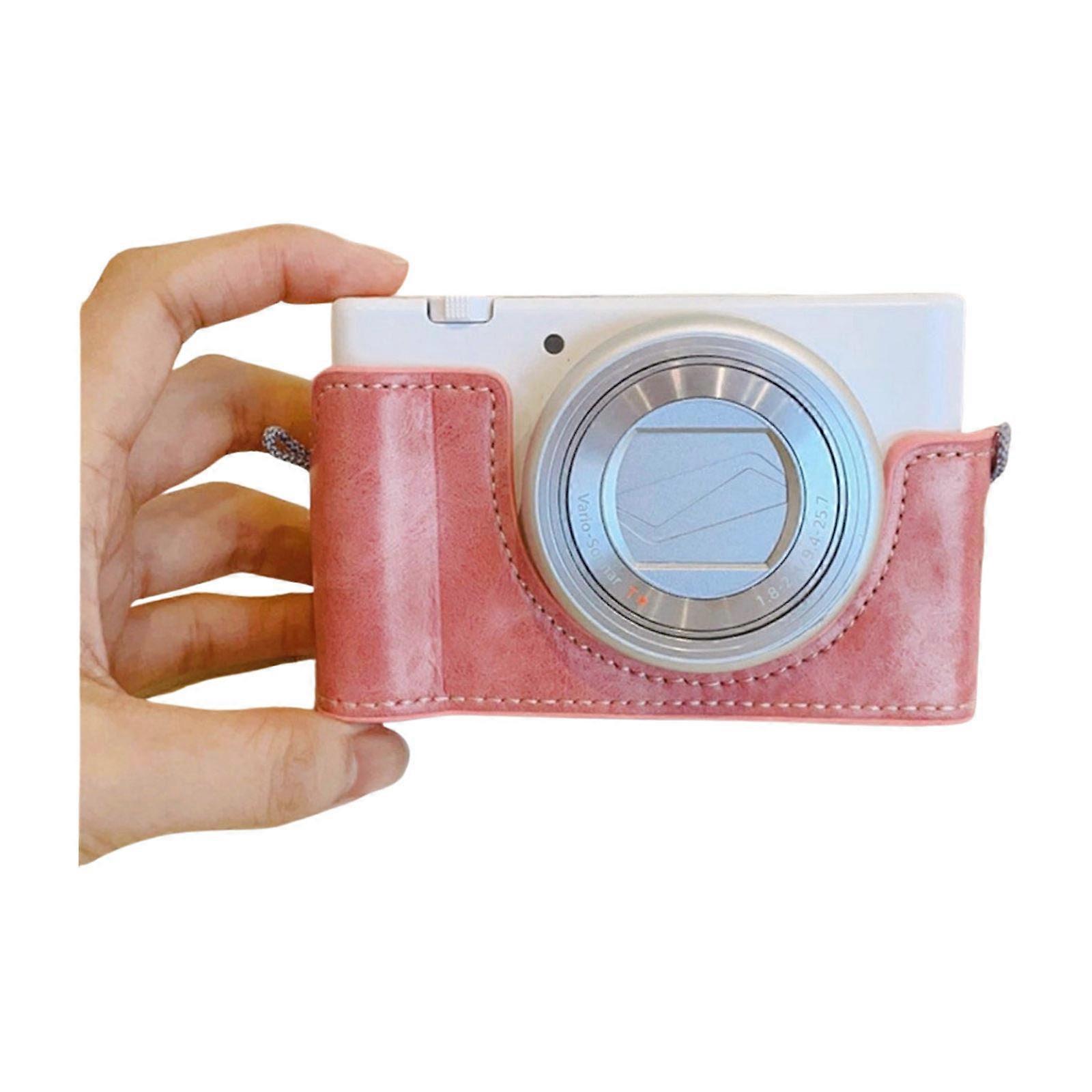 PU Leather Half Case Lightweight Camera Base for ZV1 Ensures Protecting and Fashionable Appearance  Pink