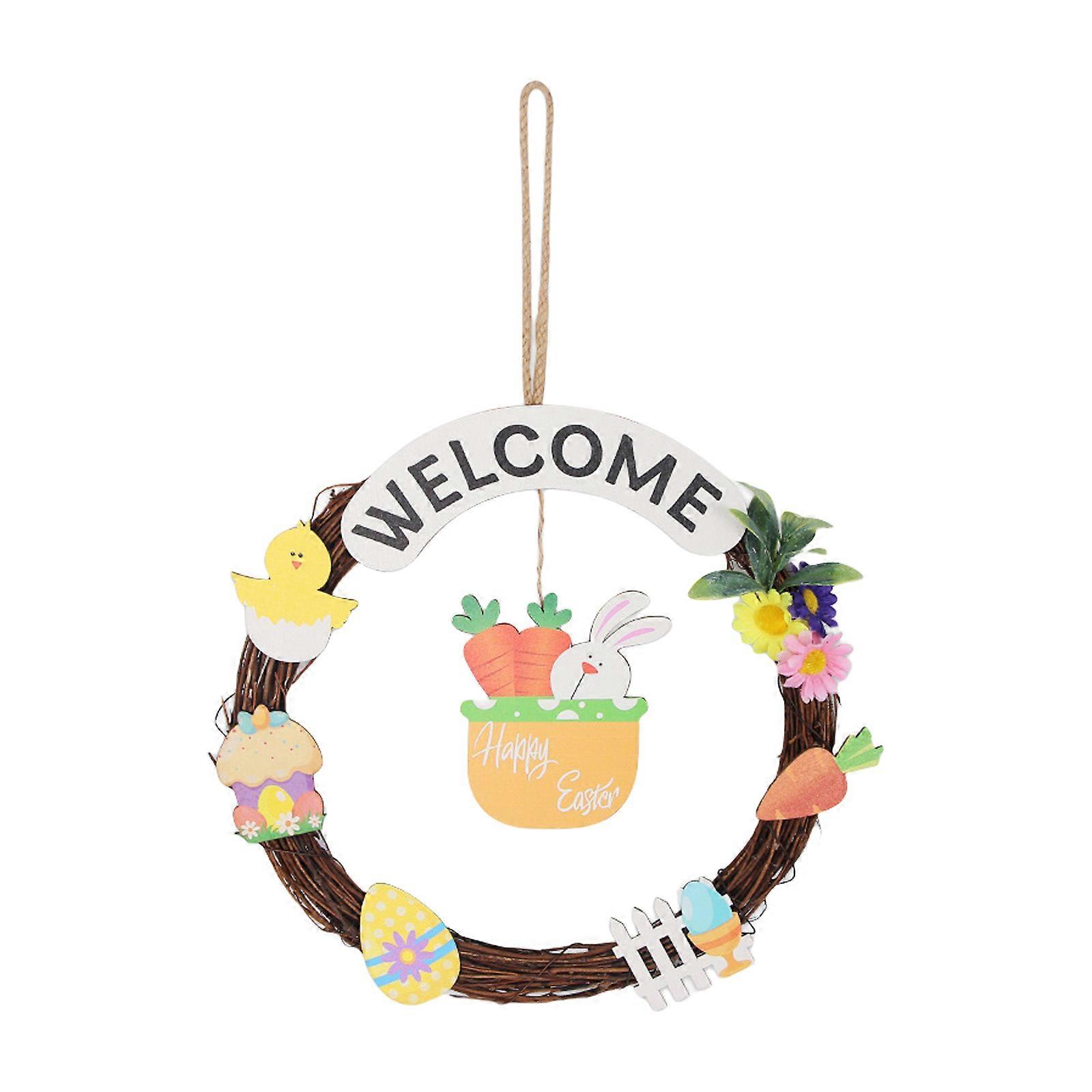 Wood Easters Door Decoration Combining Rabbit Motifs and Letter Cutouts for Creating a Pleased Holiday Environment