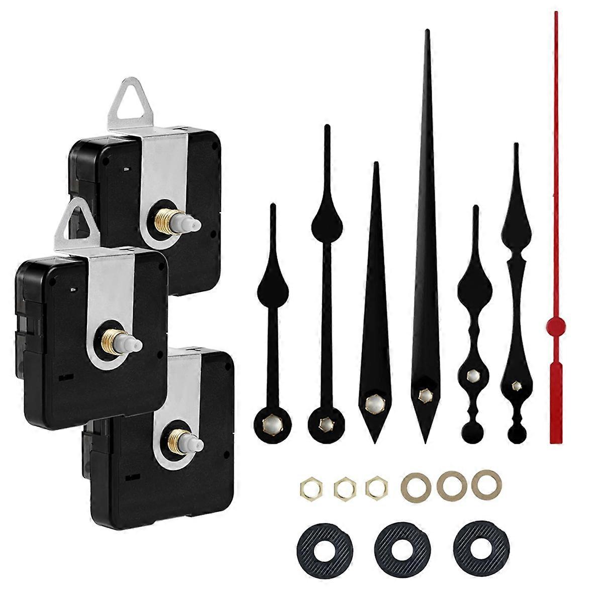 Clock Mechanism Replacement Battery Operated Silent Clocks Kit Clock Hand DIY Repair Parts Shaft Length 12mm+16mm+23mm