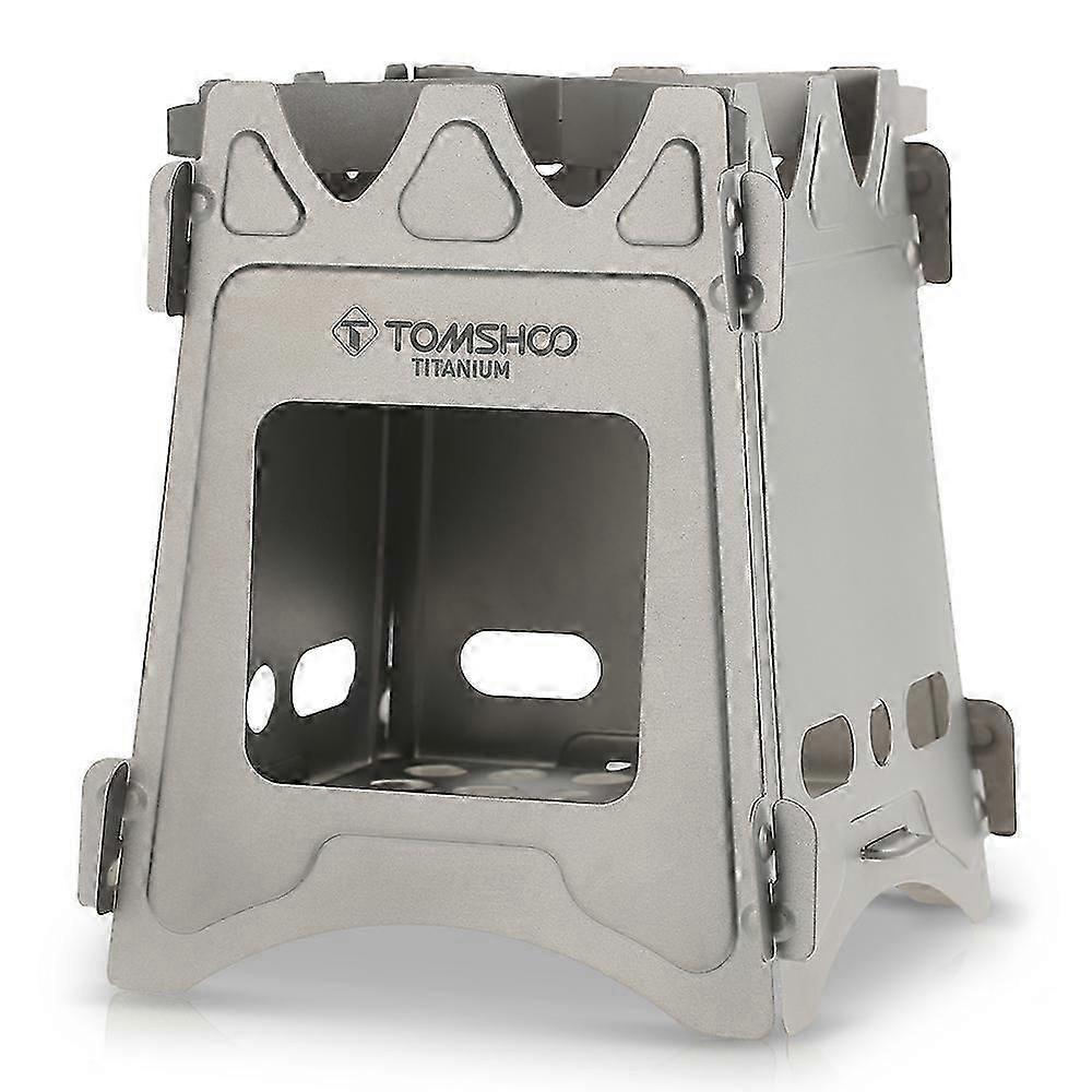 Camping Wood Stove with Bellow Portable Folding Lightweight Titanium Wood Burning Backpacking Stove for Outdoor Survival Cooking Picnic Hunting