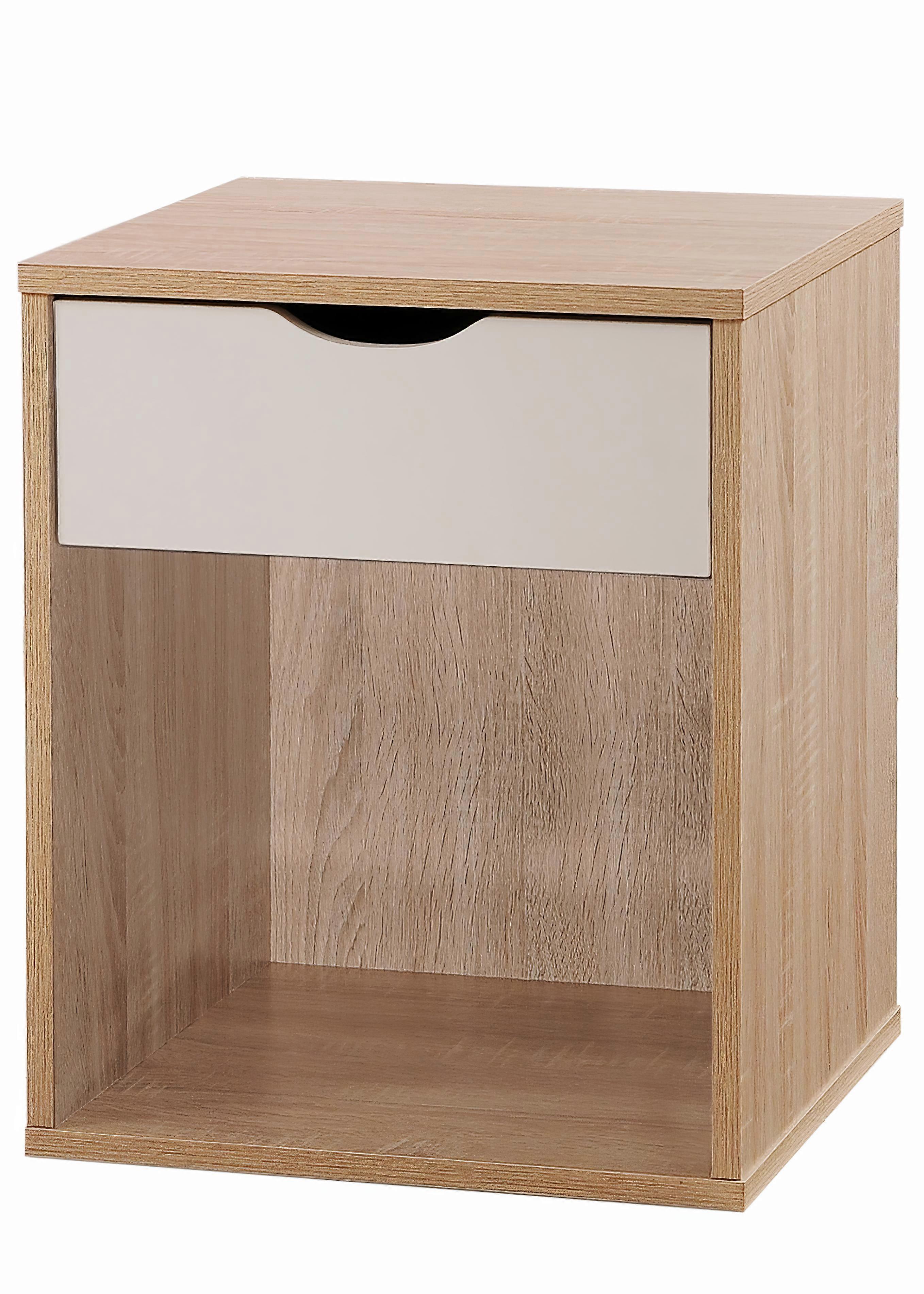 Bedside Table with 1 Drawer - Open Shelf Storage - Wood Bedroom Unit- 2 Colours