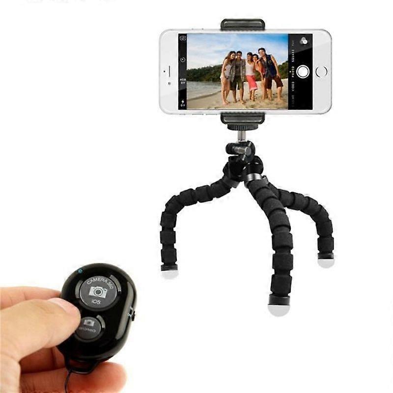 Portable Adjustable Tripod Stand Holder + Bluetooth Remote Shutter for Camera Phone