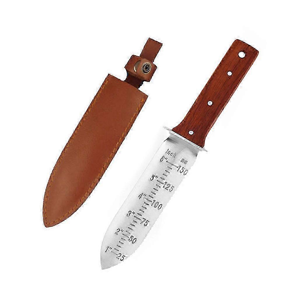 Garden Cutter With Sheath Wood Handle Gardening Cutter Multifunction Weeding Digging Tool