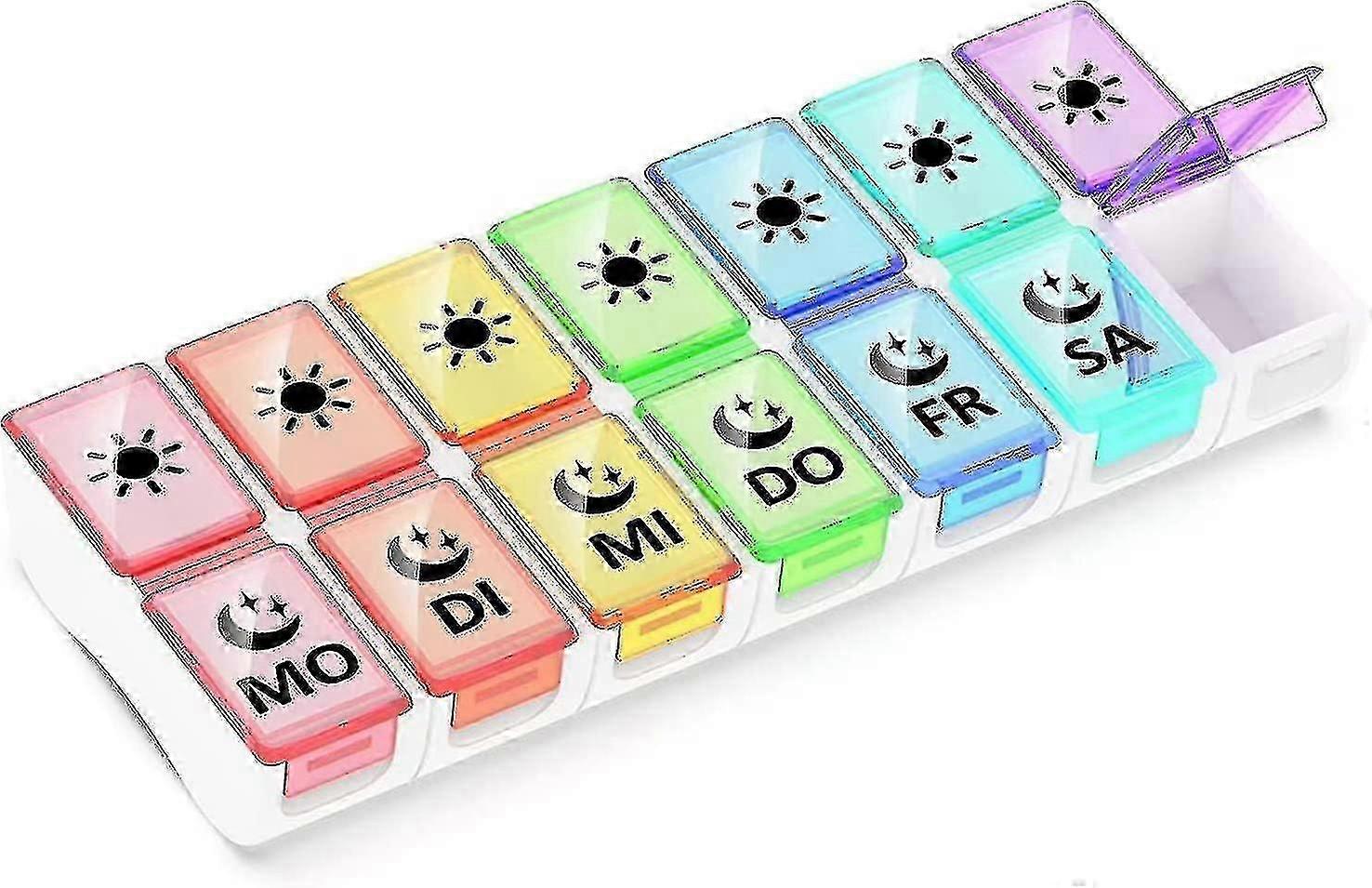 Tablettenbox 7 Tage 2 Fcher,pillendose 7 Tage Medikamentenbox,morgens Abends 14 Fcher Pillenbox Medikamentendosierer(德意志版)