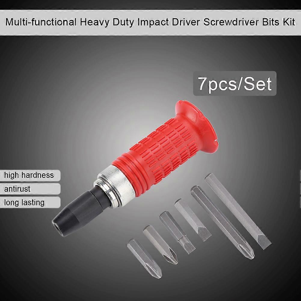 7 Piece Multi-Function Heavy Duty Impact Screwdriver Bit Set with Case