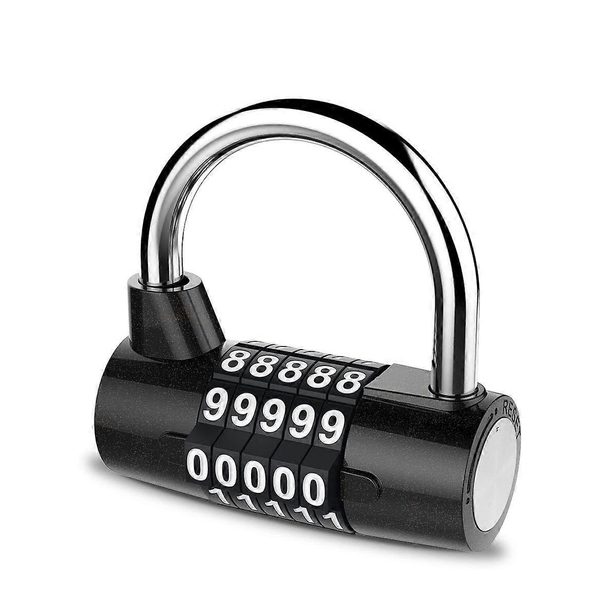 5 Set Combination Lock Padlock Antirust Resettable for Gym Lock Storage Black