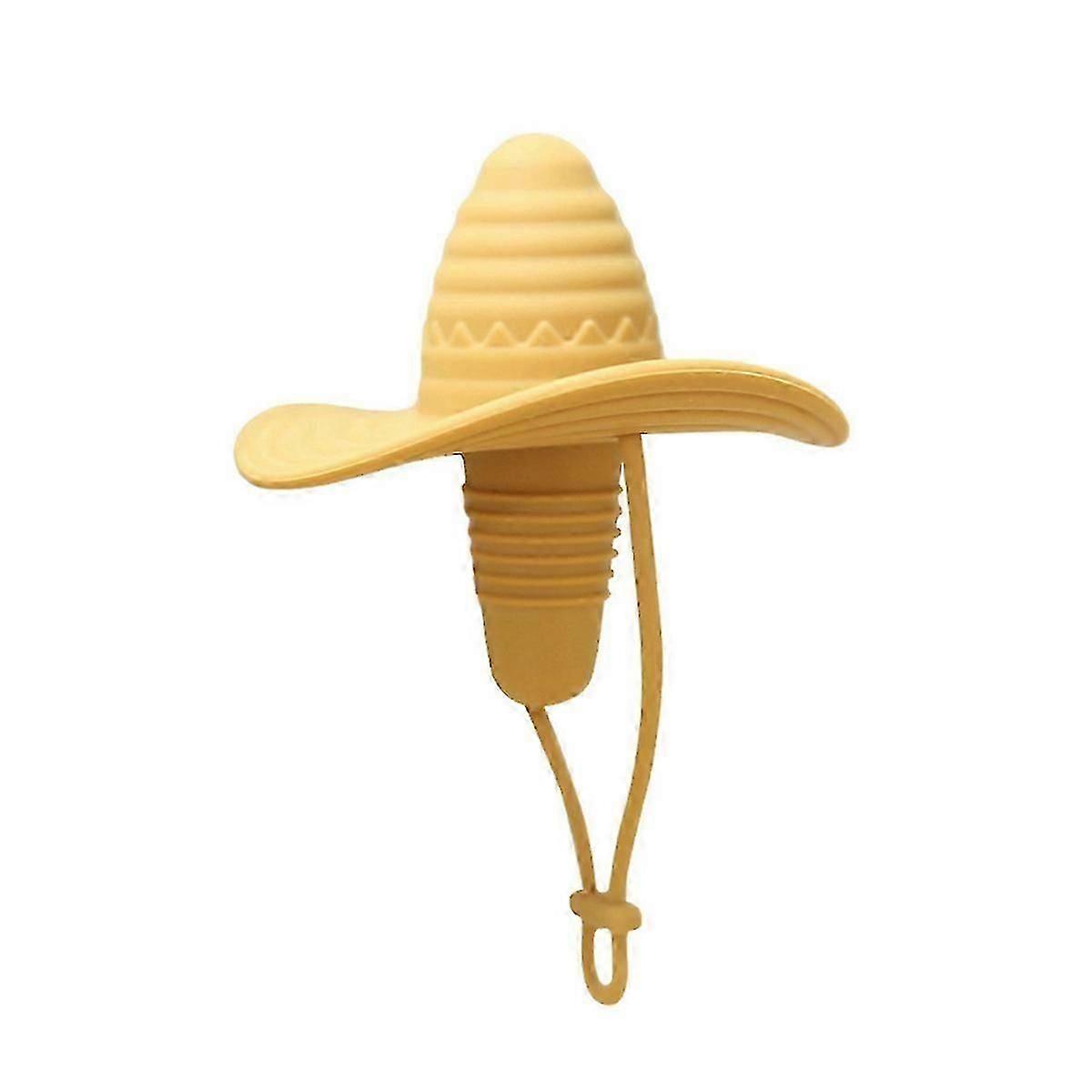 Silicone Top Hat Wine Bottle Stopper - Cowboy Hat Design for Parties and Home Use Wheat Color