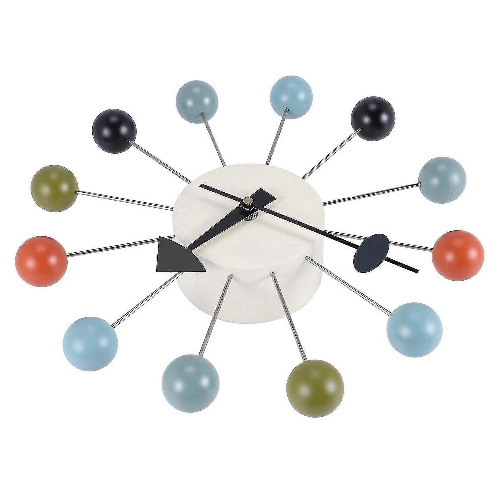 Simple Colorful Ball Modern Clock Art Simulation Sport Decorative Candy Wall Clock Mixed Color Metal + Solid Wood Ball