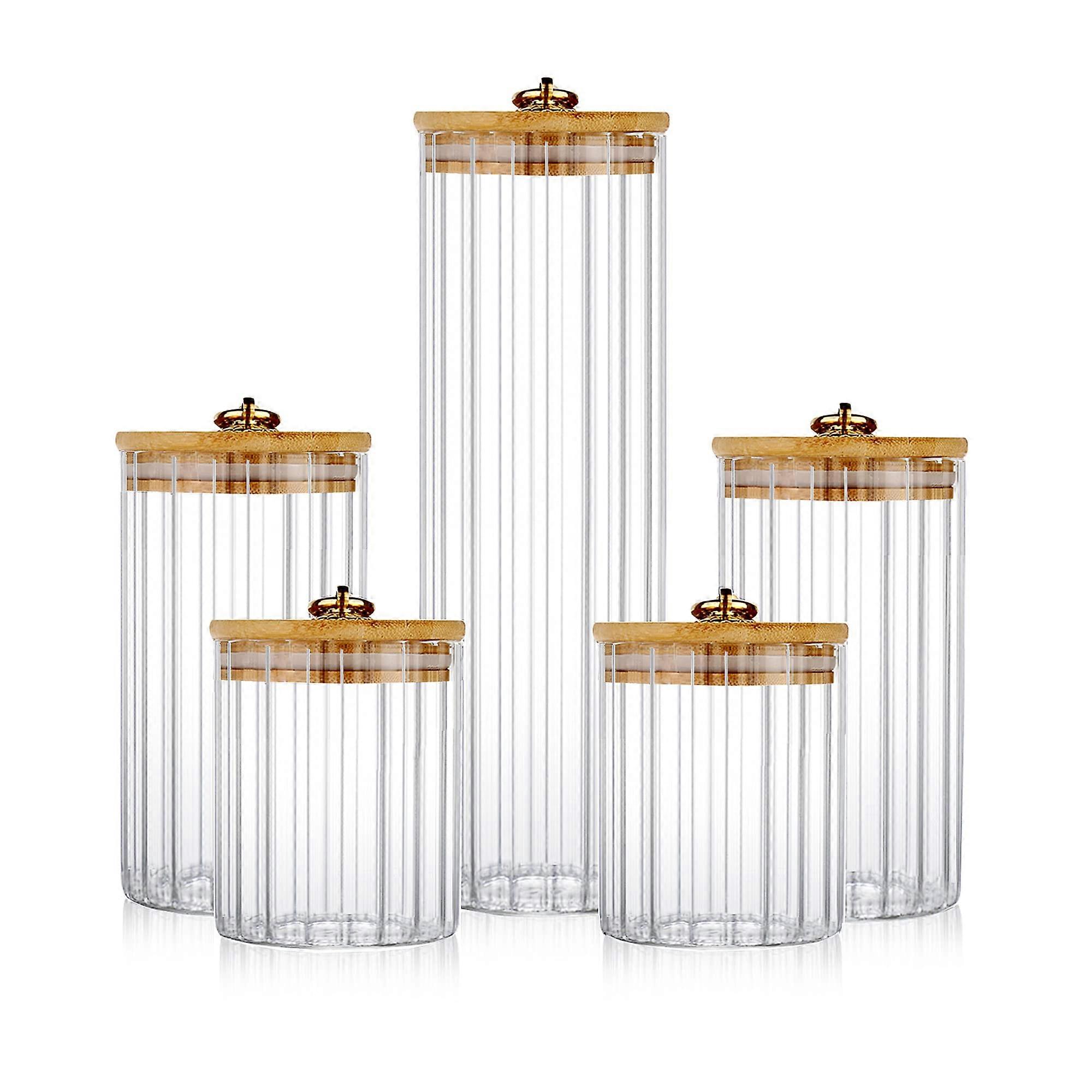 5 Set Decorative Glass Storage Jars for Home Kitchen