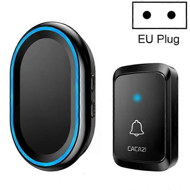 Wireless Music Doorbell-Battery-Free,EU Plug,Black-CACAZI A80 Black