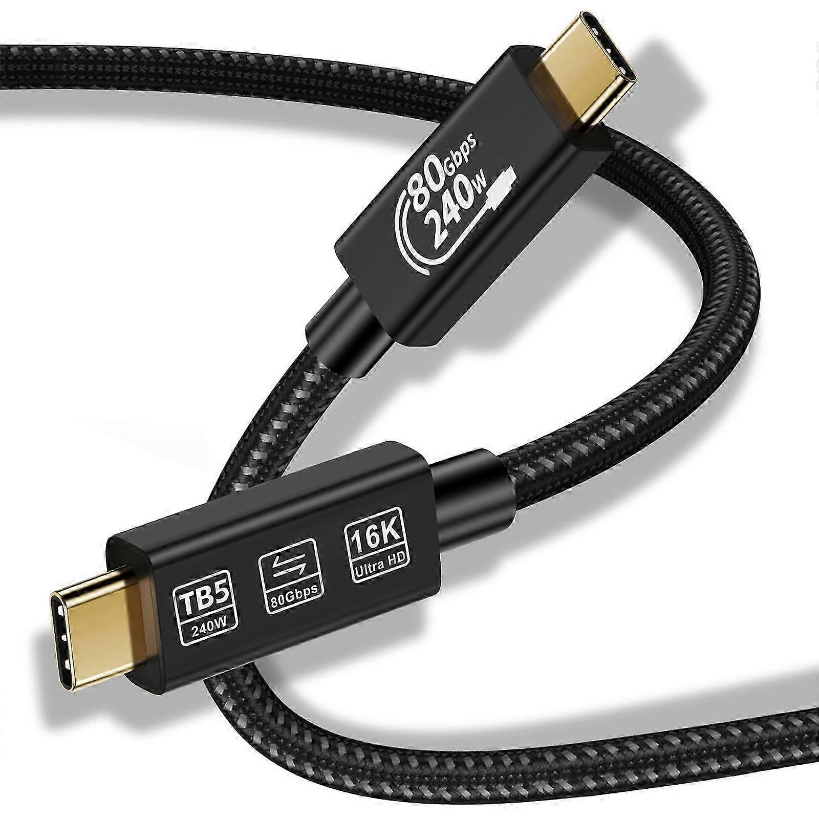 USB 4.0 TypeC 80Gbps Data Cord 240W Fast Charging 16K Video Cable Super Speed Data Storage USB C Extension Cord