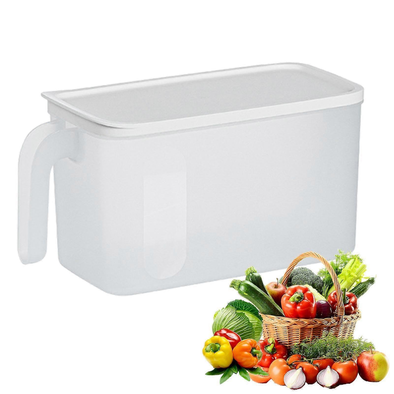 Clear Fridge Organizer Bin - Stackable Ice Bucket with Lid and Handle for Juice and Cold Drinks, Transparent Freezer Storage Container