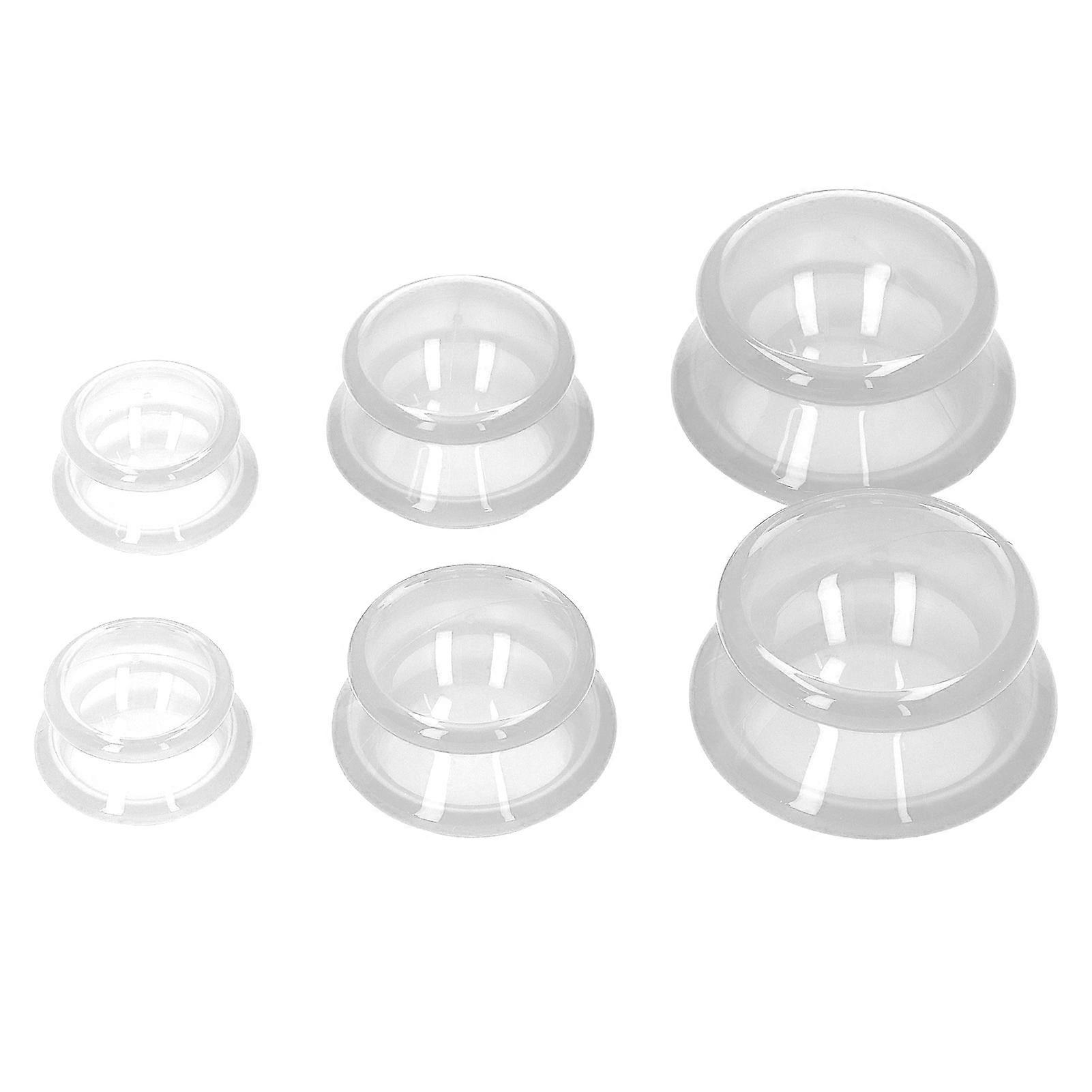 6pcs Silicone Cupping Set High Transparency Wet Absorption Negative Pressure Scraping Chinese Massage Cups for Home Professional Studio