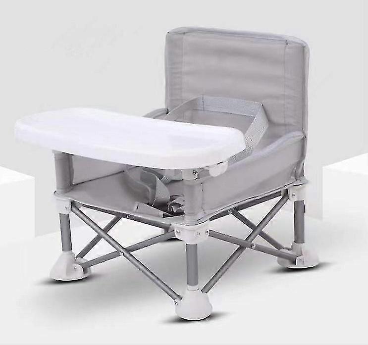 مقعد طفل محمول رمادي للسفر مضغوط قابل للطي مع أشرطة للاستخدام الداخلي / الخارجي رائع للتخييم والشاطئ والأطفال الصغار في الحديقة والأطفال والأولاد والبنات