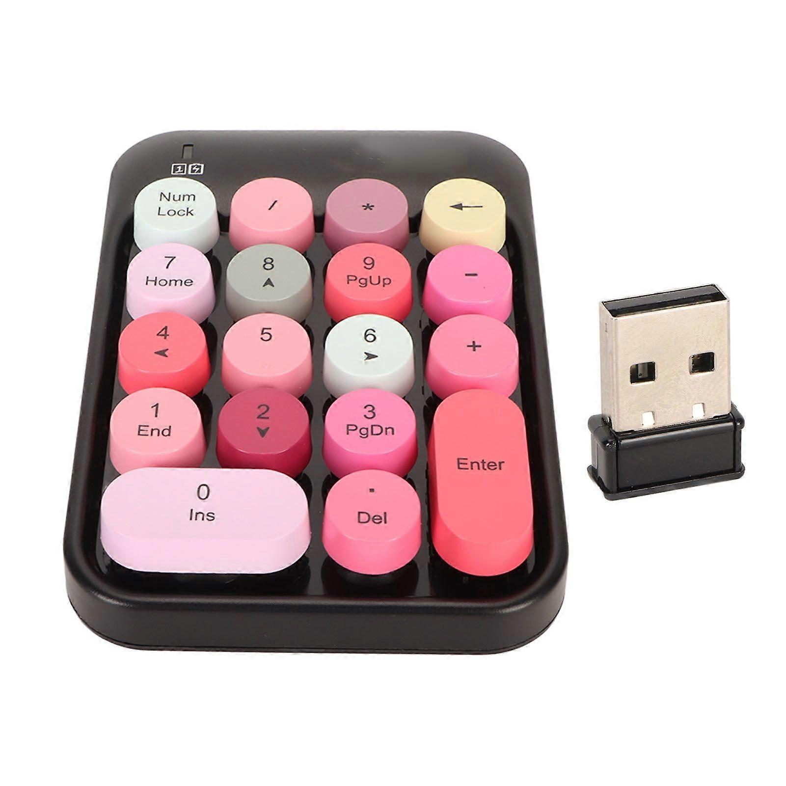 SSRGV Wireless Numeric Keypad 2.4G 18 chei Low Noise Retro Round Key Cap Mini Number Pad pentru computer laptop