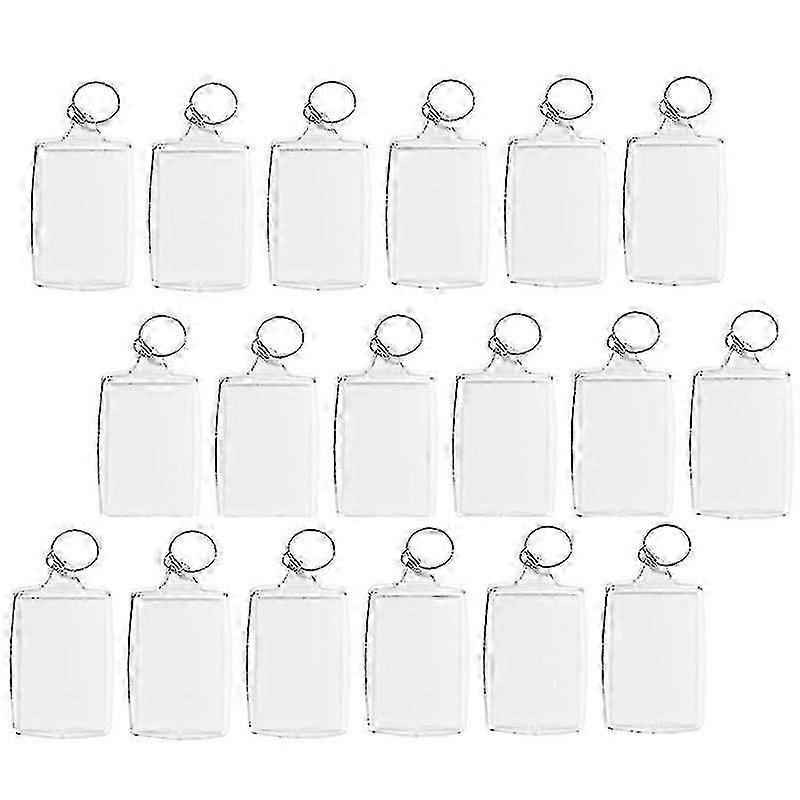 100pcs Frame Keyring Key Ho Photo Keychain Rectangle Transparent Blank Acrylic Insert Photo Picture