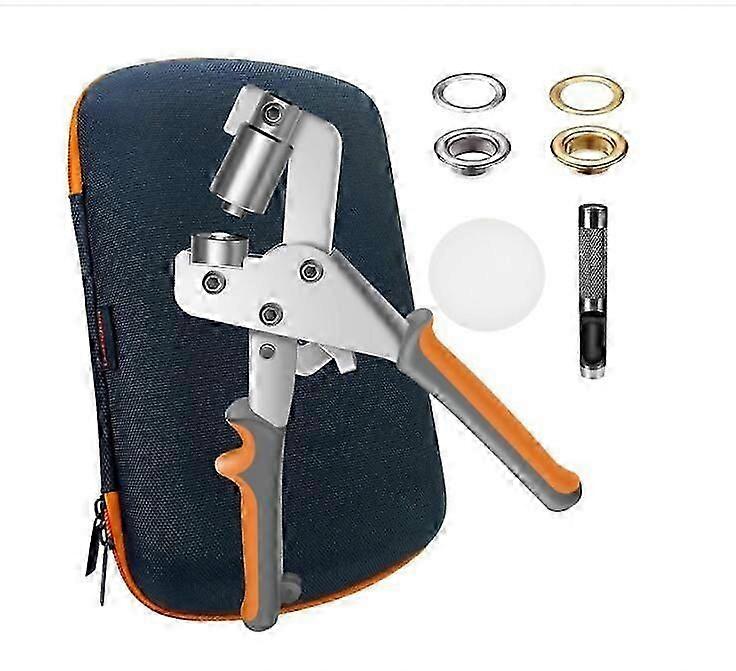 Grommet Tool Kit for Leather/Belt/Shoes/Crafts, Handheld Hole Punch Pliers with Hole Puncher and 200 PCS Eyelets MK952