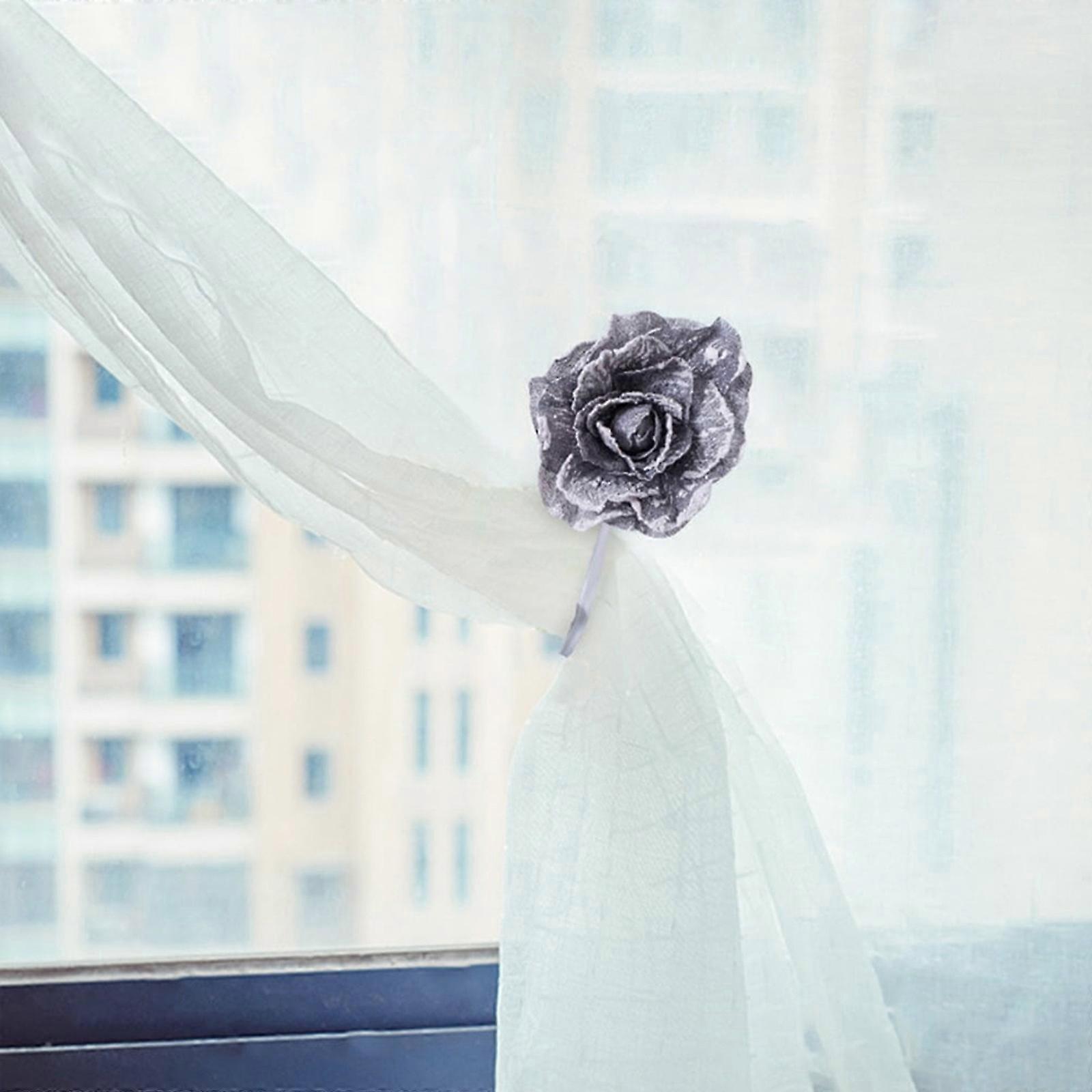 Manunclaims Curtain Tiebacks Decorative Flower Shape Window Curtain Holdback Buckle Tie Back Holder For Home And