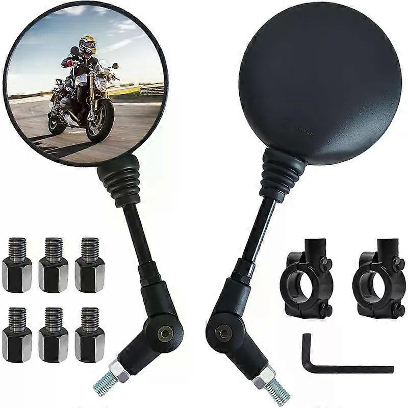 1 Pair Anti-fall Folding Round Motorcycle Side Rearview Mirrors M8 M10 Suitable for KTM Bike Rear View Mirror Holder Suitable for Scooter E-Bike
