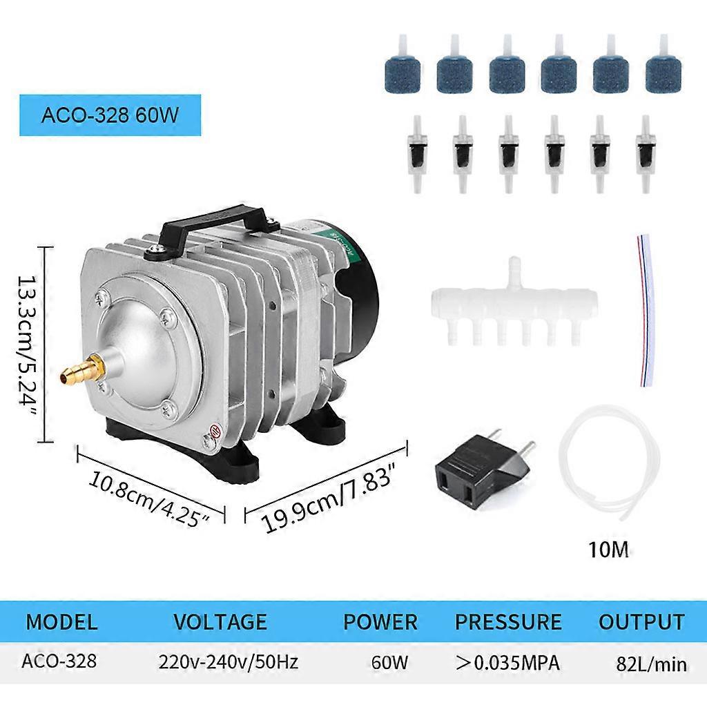 Aquarium Fish for Tank High Flow AC Electromagnetic Air Compressor Pond Oxygen P