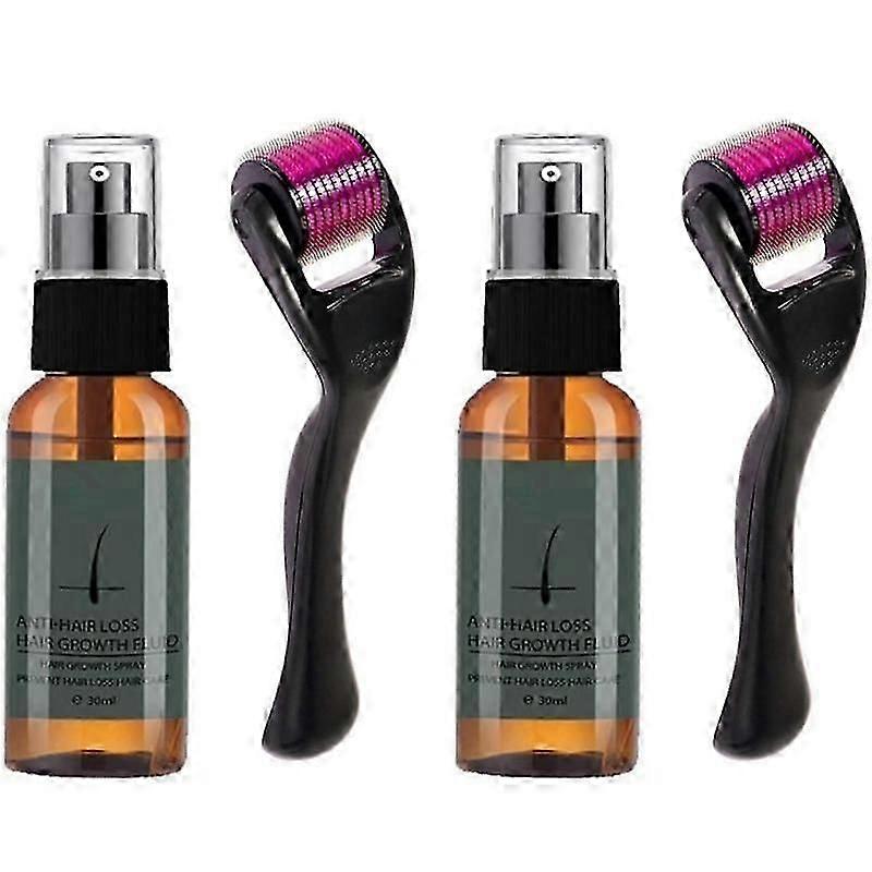 2 Stück 30ml Bartwuchs-Kit, Bart-Kit mit Bartroller Bartwuchs-Serum Spray, Bartwuchs