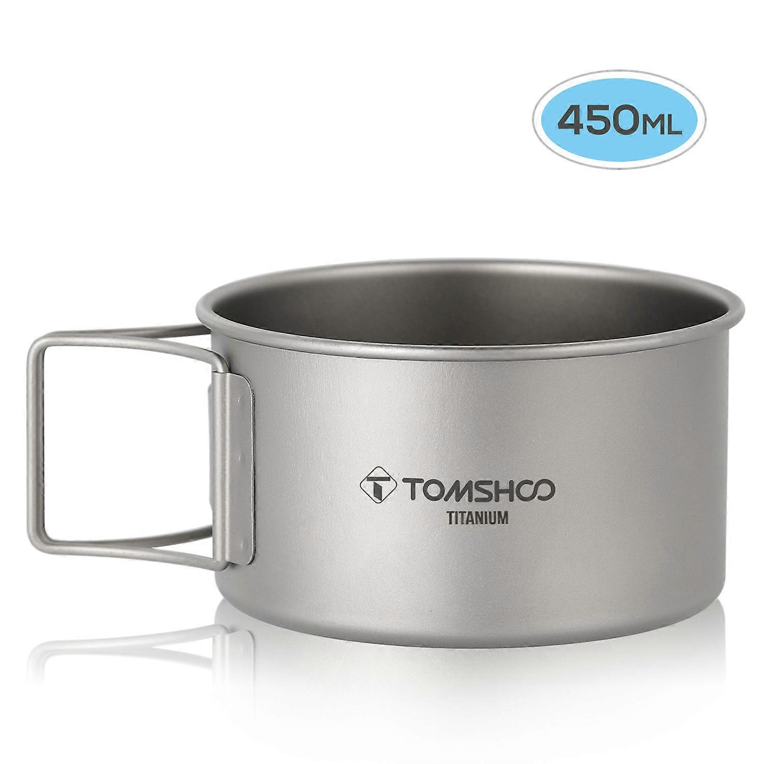 وعاء التيتانيوم مع مقابض قابلة للطي حاوية طعام العشاء للتخييم في الهواء الطلق المشي لمسافات طويلة حقائب الظهر