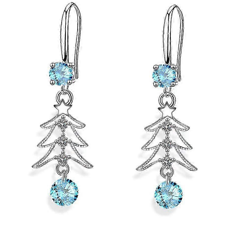 Juletræ øreringe til kvinder, Blank Zirkon Tassel Drop Øreringe