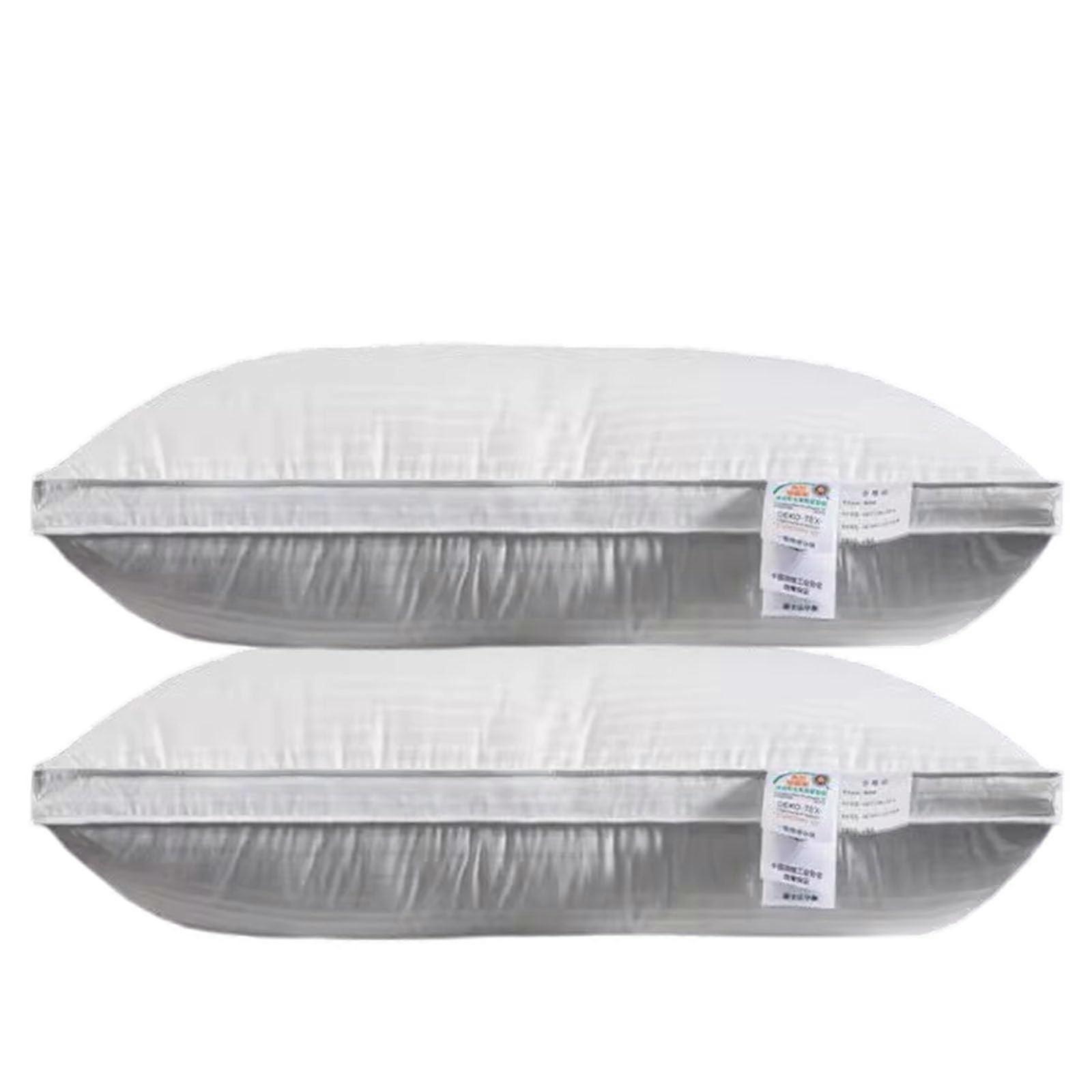 Gänsefeder Down Pillow Set of 2, soft Fluffy Luxury, 48 x 74 cm, white
