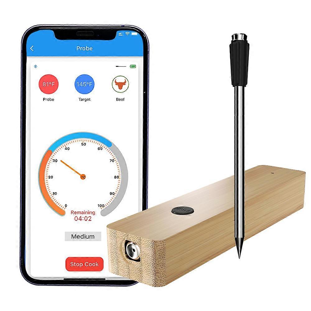 Smart Meat Thermometer Bamboo Wireless 500FT Range 1000mAh