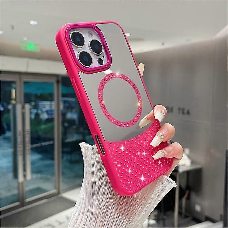 Compatible For iPhone 16 Pro Max Magnetic Case Mirror Surface TPU + PC Shockproof Phone Cover