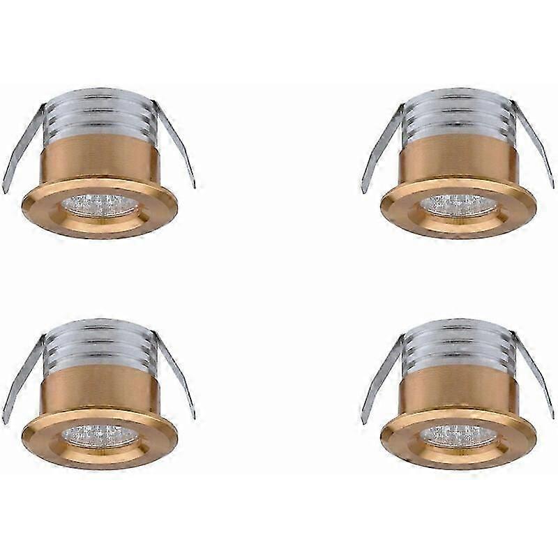 Set of 4 Mini LED Recessed Spots, 3W, Neutral Light, Gold Trim