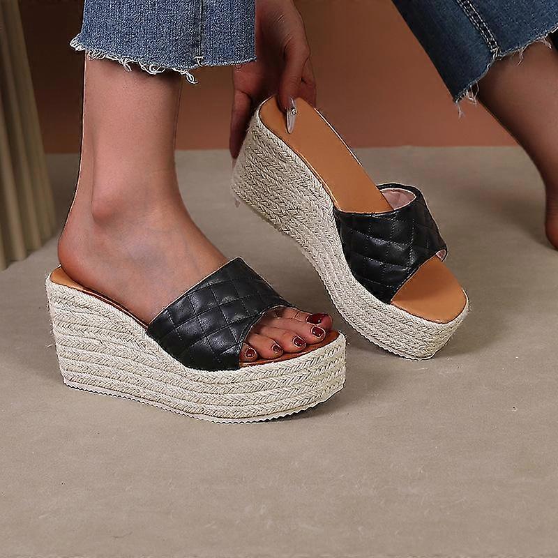 2025 Summer Shoes High Heels Sandals Flat Platform Fashion Ladies Party Shoes Wedges Sandals 9cm Plus Size 42 Yellow Blue Pink