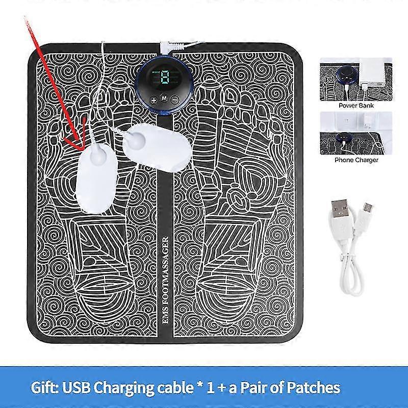 LED Digital Foot Massager Mat with USB Charging, 19 Modes & 8 Intensity Levels for Muscle Relief and Acupressure Support Cushion