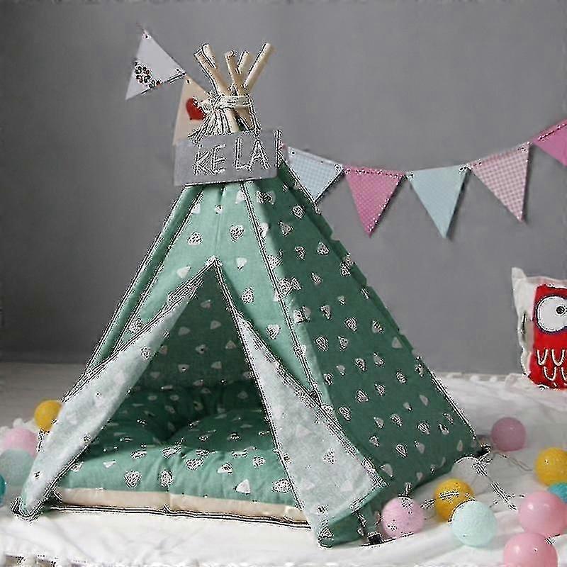 Bird Cage Bird Baths Cotton Canvas Pet Tent Cat And Dog Bed With Cushion Specification: Medium 505060cm Green