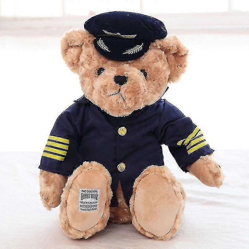 22-40cm Drăguț Pilot Teddy Bear Plush Jucărie de înaltă calitate Captain Bear Plushie Dolls Kawaii Baby Soft Stu