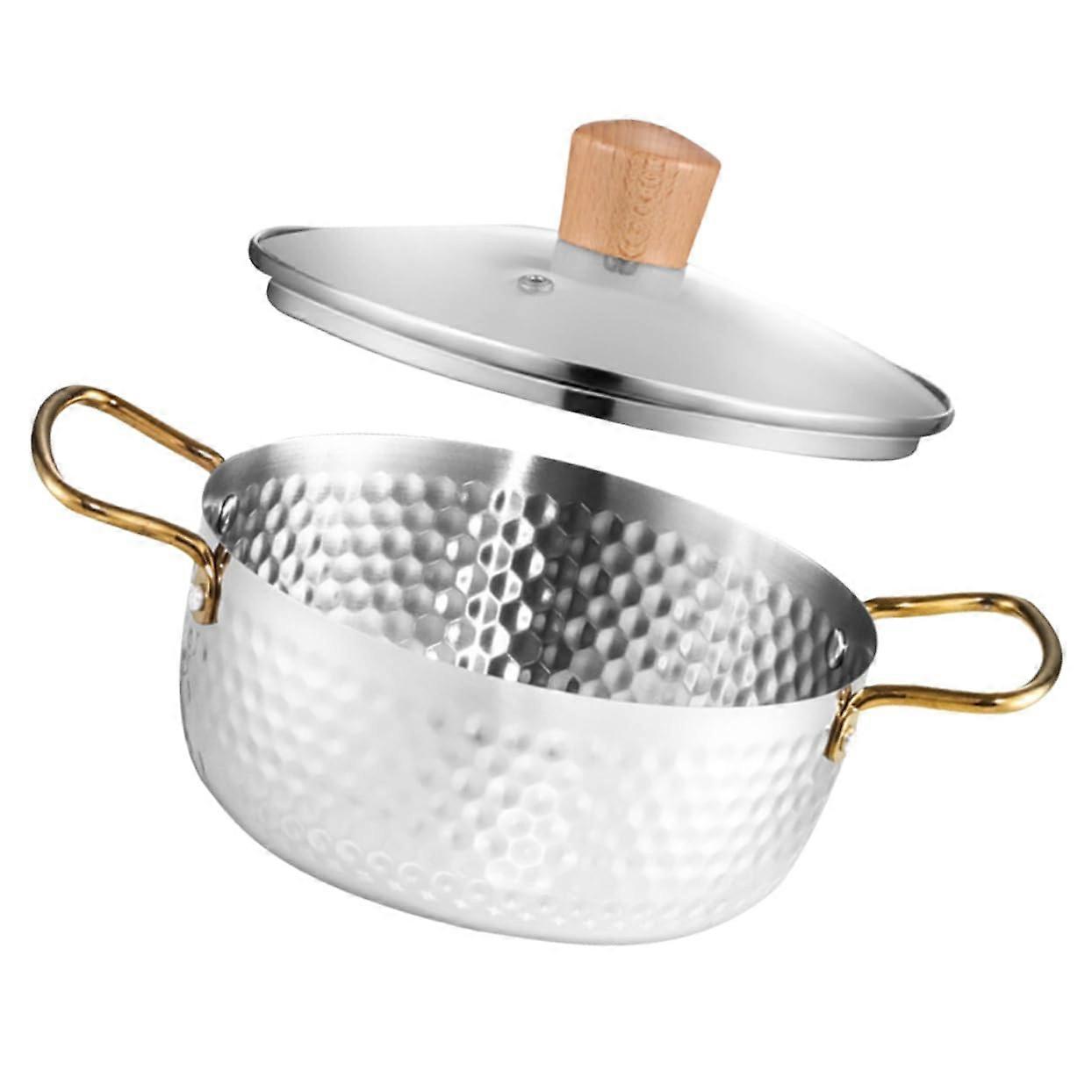 Ramen pot with lid small noodle and soup pot with double handle for induction cookers high temperature resistant and easy to clean