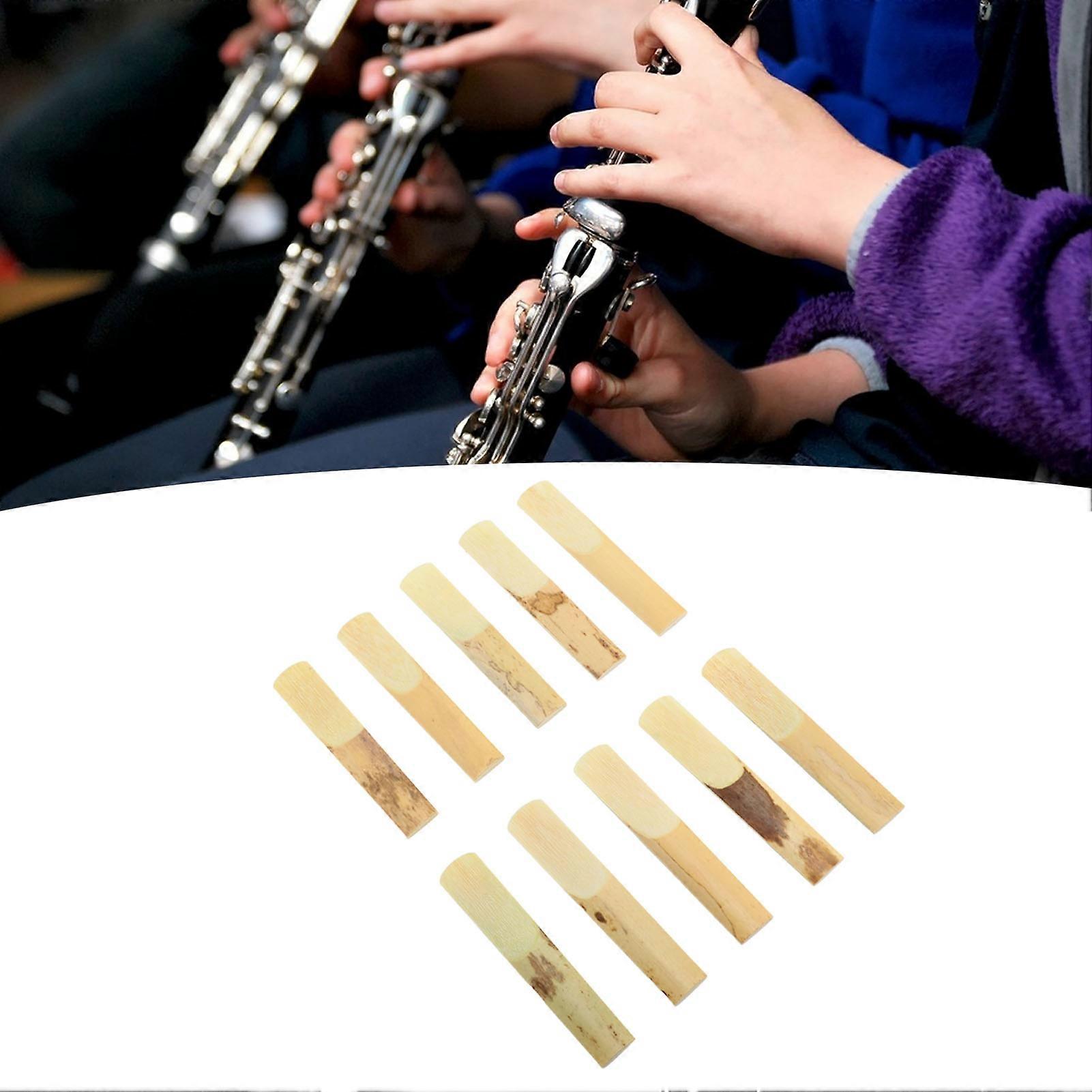 10Pcs Clarinet Reeds Produce Clear Sound Smoothing Light Portable Traditional Reeds for Clarinet Replacement Strength 2.0