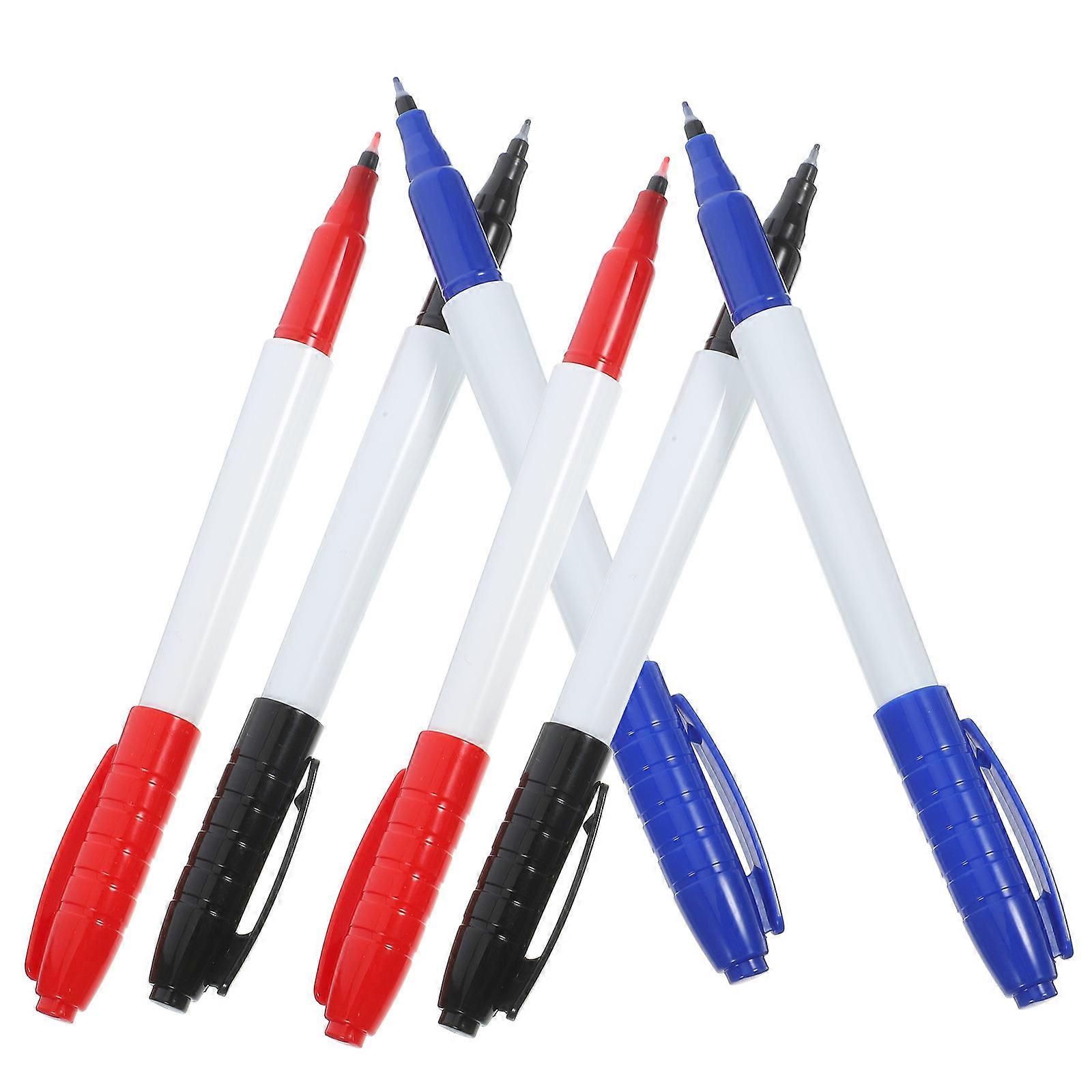 6pcs pointe fine effaçable à sec marqueurs encre à base d’eau stylos de tableau blanc pour le bureau et l’école (bleu, noir, rouge)