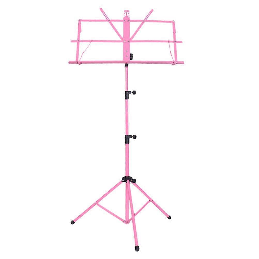 Lightweight Metal Folding Music Stand Tripod for Guitar Accessories Durable Portable Music Sheet Holder Pink