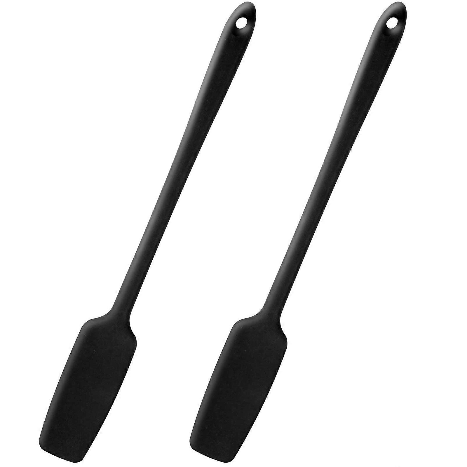 Silicone Jug Spatula Set of 2 Heat Resistant Seamless Rubber Scrapers for Jars, Smoothies, Cooking, Baking, Mixing Tools Black