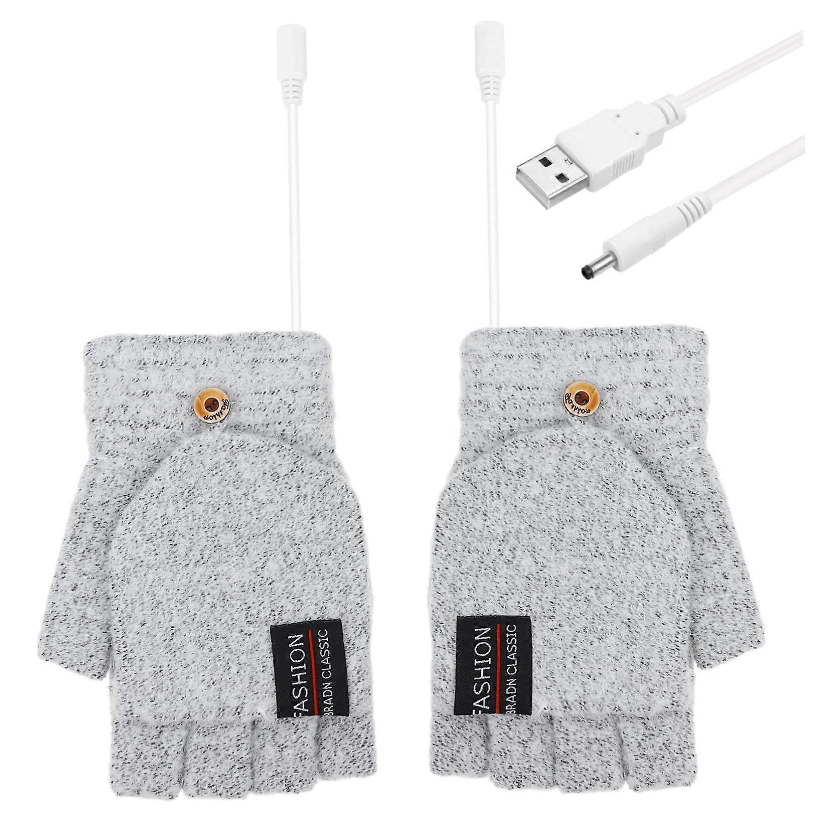 Electric Heated Gloves for Women and Men, Rechargeable Fingerless Mittens for Typing, Adjustable Size, Thermal Material