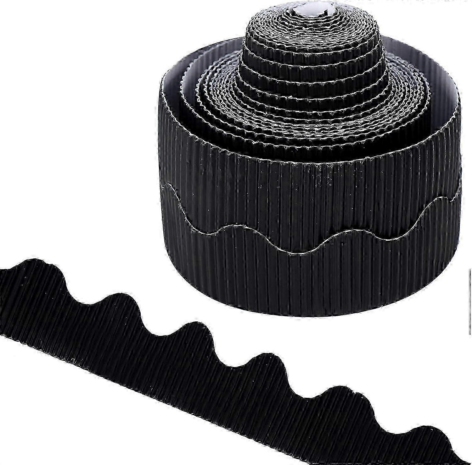 15M/Rolls Corrugated Display Borders for School Classroom Decorations,Black Border Rolls for Displays Border Rolls Corrugated BackBlack SZRH A-V