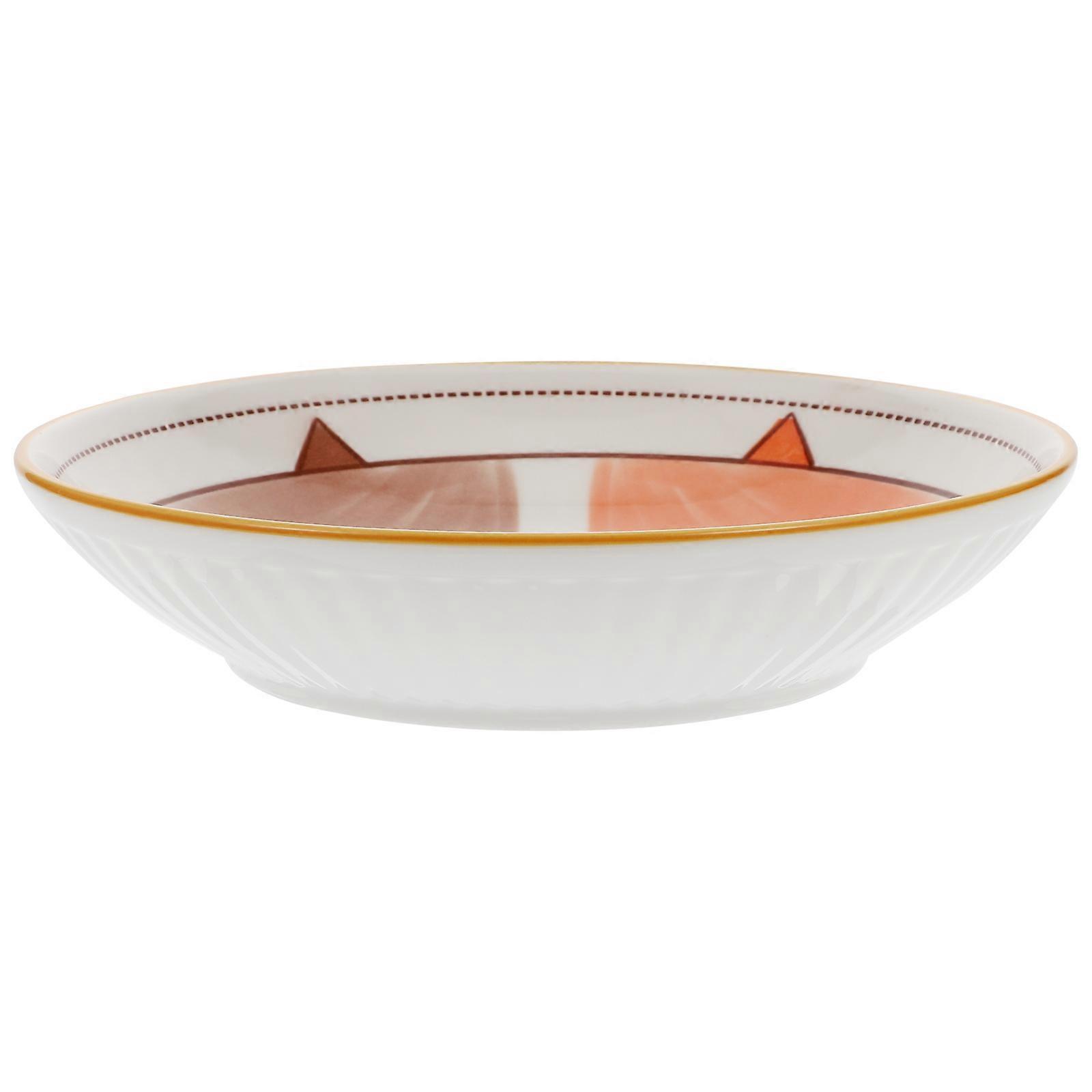 Cute Cat Ceramic Meal Plate with Smooth Curved Edges, Reusable Porcelain Dinner Plate for Children, Safe and Snack Tray for Home and Restaurant Use