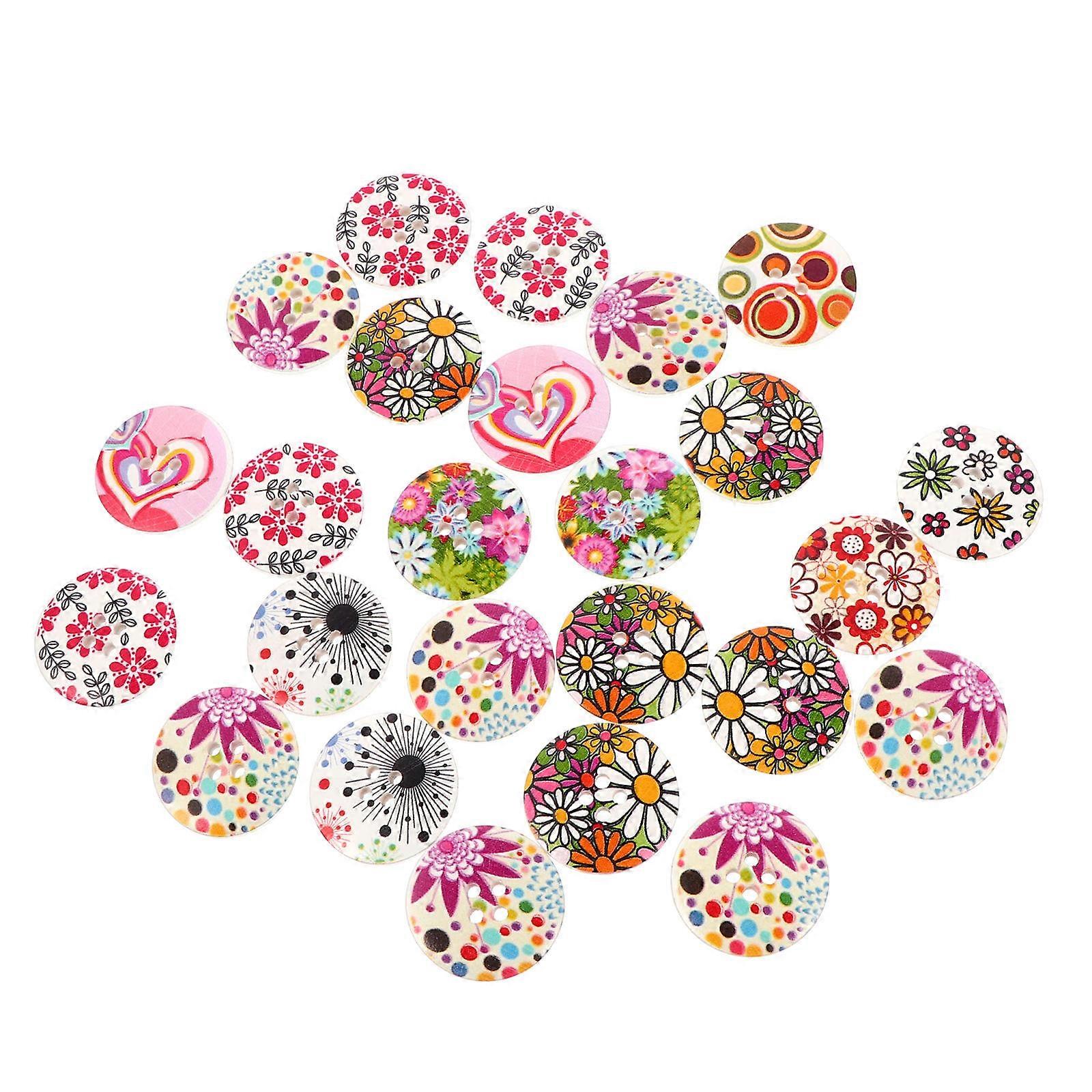 50pcs Round Wooden Sewing Buttons with Creative DIY Fasteners for Crafting, Scrapbooks & Decorative Projects