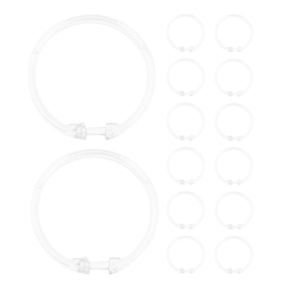 Clear 15pcs Circular Shower Curtain Rings with Snap Closure – Transparent Hooks for Easy Installation & Secure Curtain Hanging in Bathroom