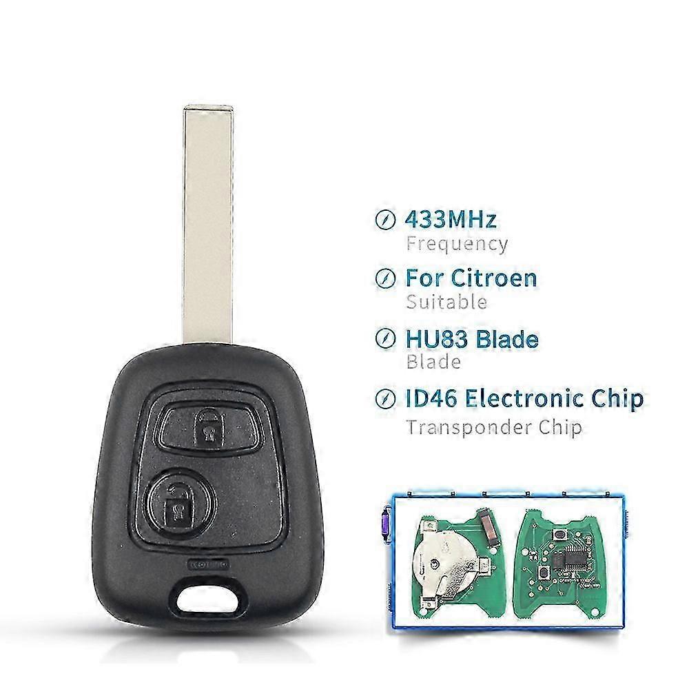 For Citroen C1 C2 C3 C4 Xsara Picasso Berlingo 2002 2003 2004 2005 2006 2007 2008 Car Remote Key 433mhz ID46 Chip